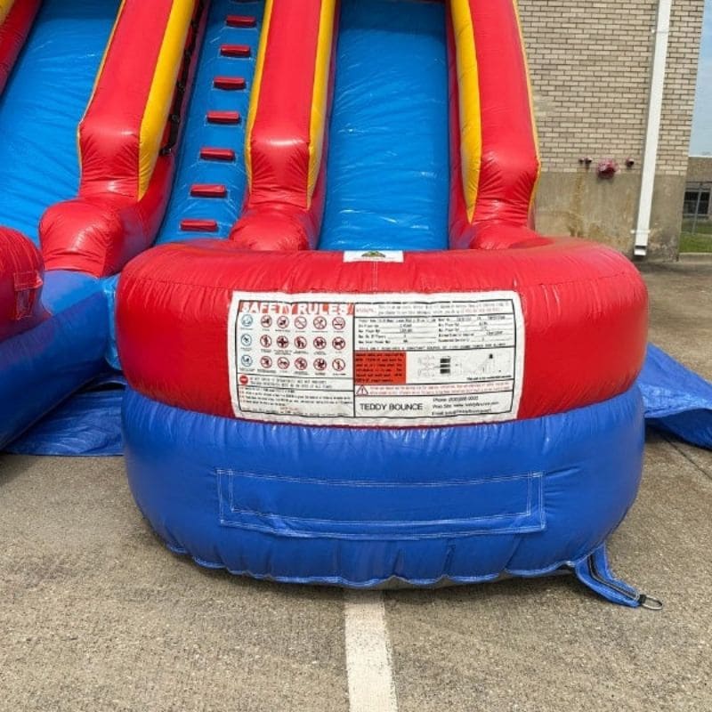 Safety Rules of Eagle Bounce Dual Lane Water Slide Red and Blue