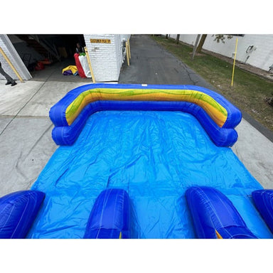 Pool View of Eagle Bounce 18 FT Dual Lane Green Water Slide