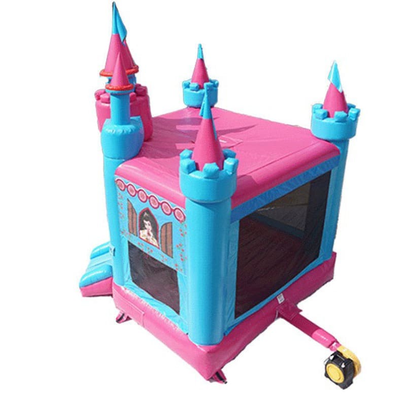 Eagle Bounce Pinki and Blue Commercial Grade Princess Bounce Castle Top Rear View