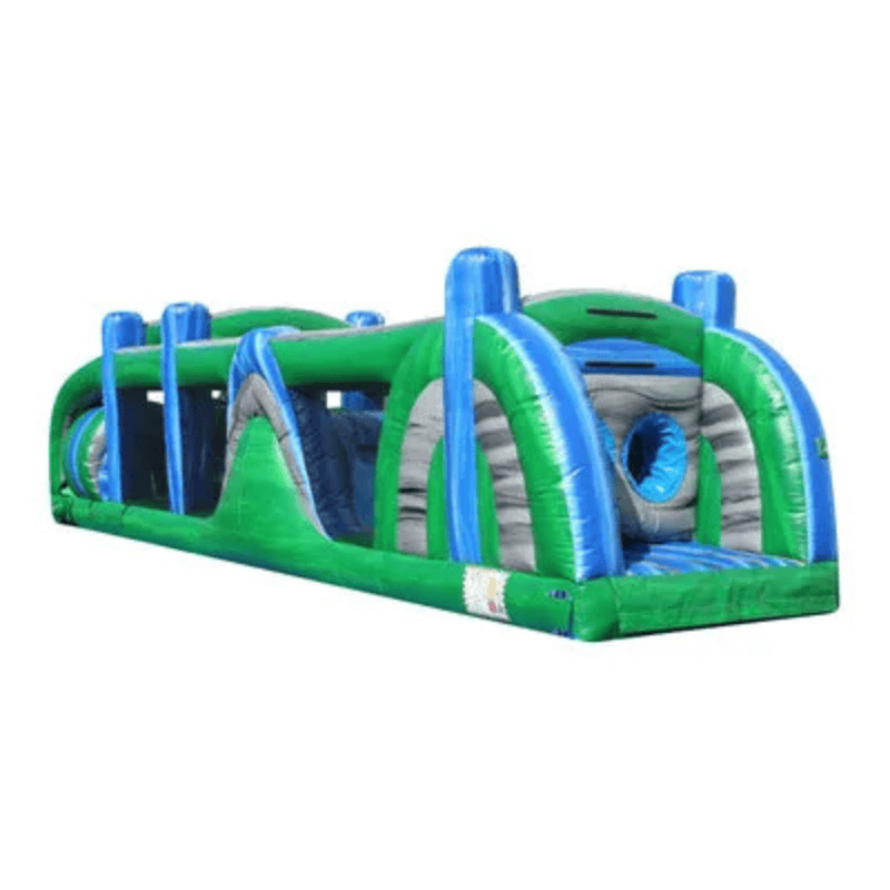 38ft Obstacle Course – Compact Inflatable for Backyard Rentals Front Right View