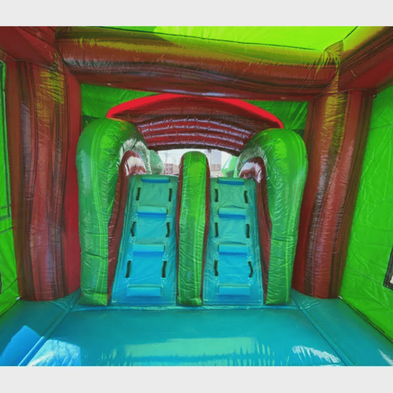 Moonwalk USA 2-Lane Red Ruby Castle Bounce House Combo Wet n Dry Ladder View