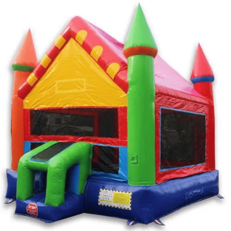Moonwalk USA Multi-Colored Castle Bounce House Front Left View