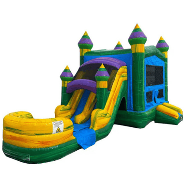 Moonwalk USA 2-Lane Green Bounce House Combo Wet n Dry Front Right View