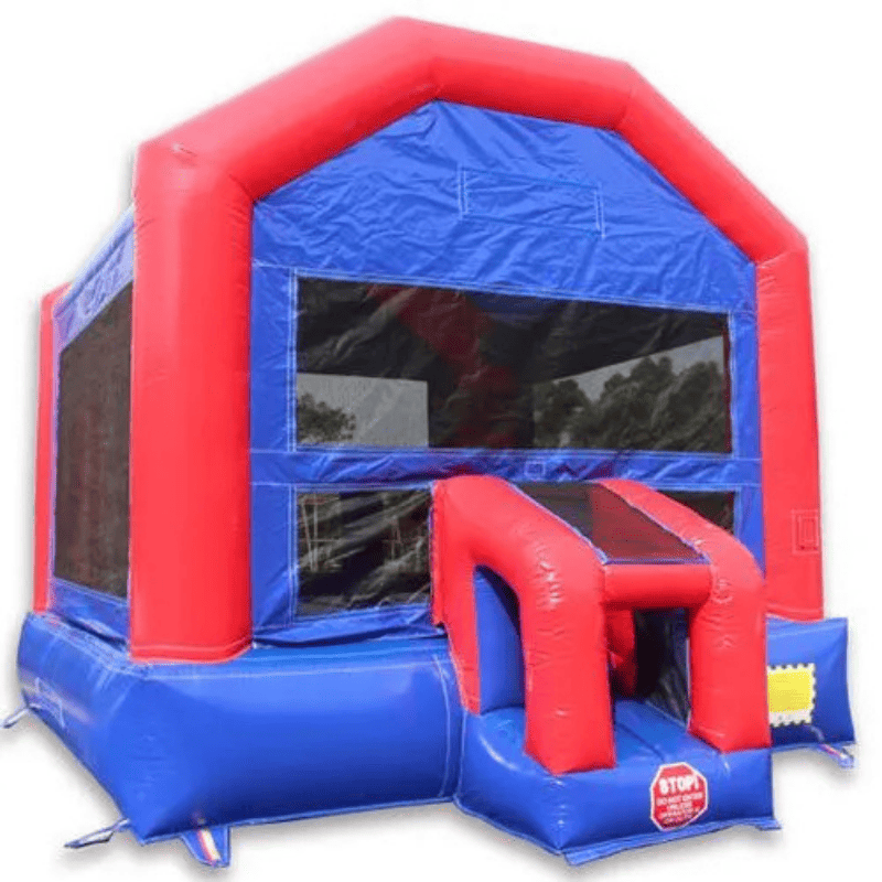 Moonwalk USA Fun House Bounce House in Red and Blue Front Right View