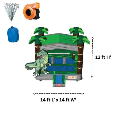 T-Rex Bounce House 14x14 dimensions diagram
