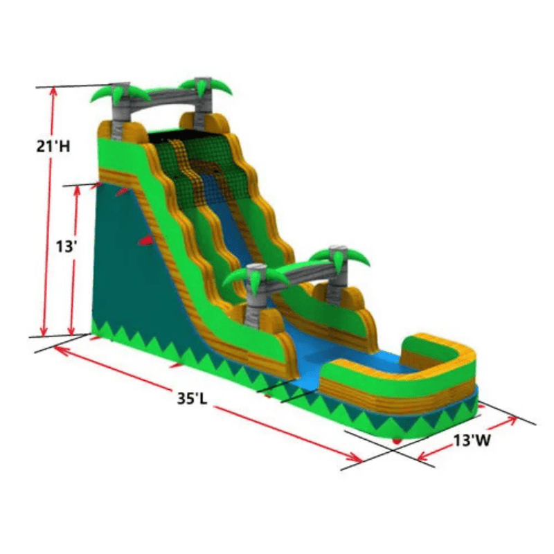 Moonwalk USA 21'H Purple Super Water Slide W n D Dimensions View