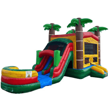 Moonwalk USA 2-Lane Palm Tree Bounce House Combo Wet n Dry Front Right View