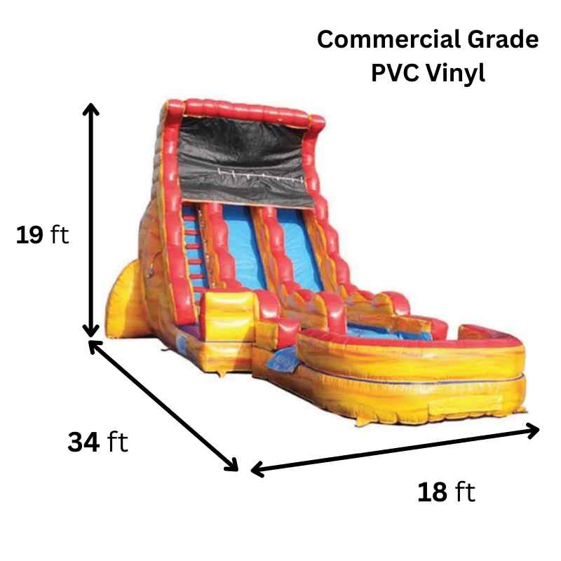 Moonwalk USA 19'H 2-Lane Volcano Water Slide Wet n Dry
