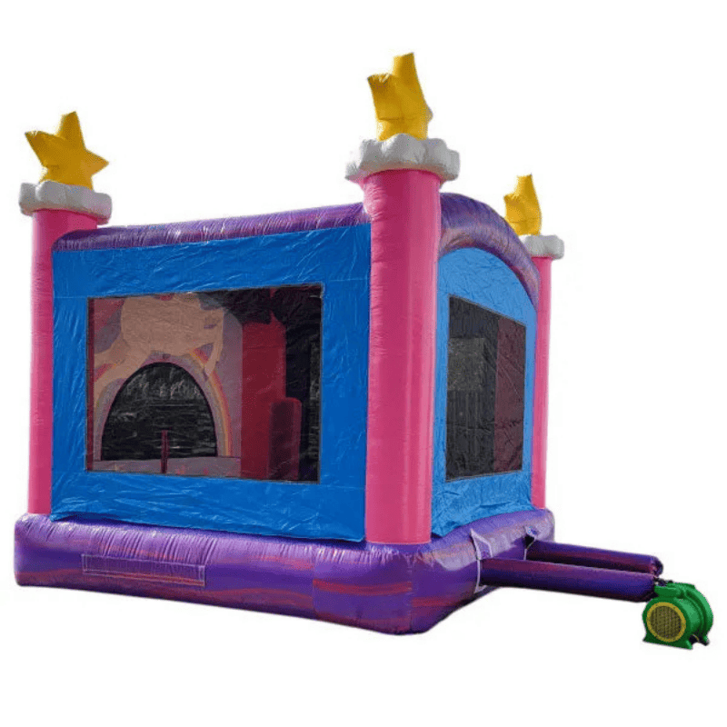 Moonwalk USA Unicorn Bounce House Rainbow Theme Rear Left View