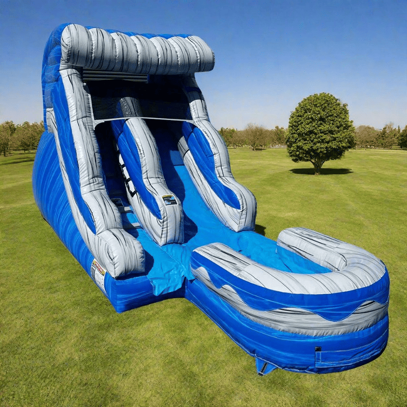 Blue Wave Inflatable Slide HullaBalloo 12' Ocean Wave Inflatable Slide Wet/Dry in Blue — Blow Up Bros