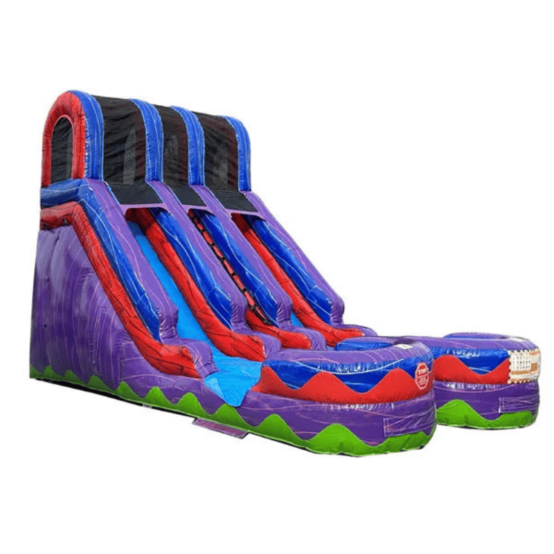 Moonwalk USA 15'H Dual Lane Purple Water Slide Wet n Dry Front Right View