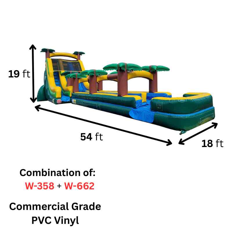 Moonwalk USA 19'H 2-Lane Palm Tree Screamer Water Slide w/ Slip n Splash