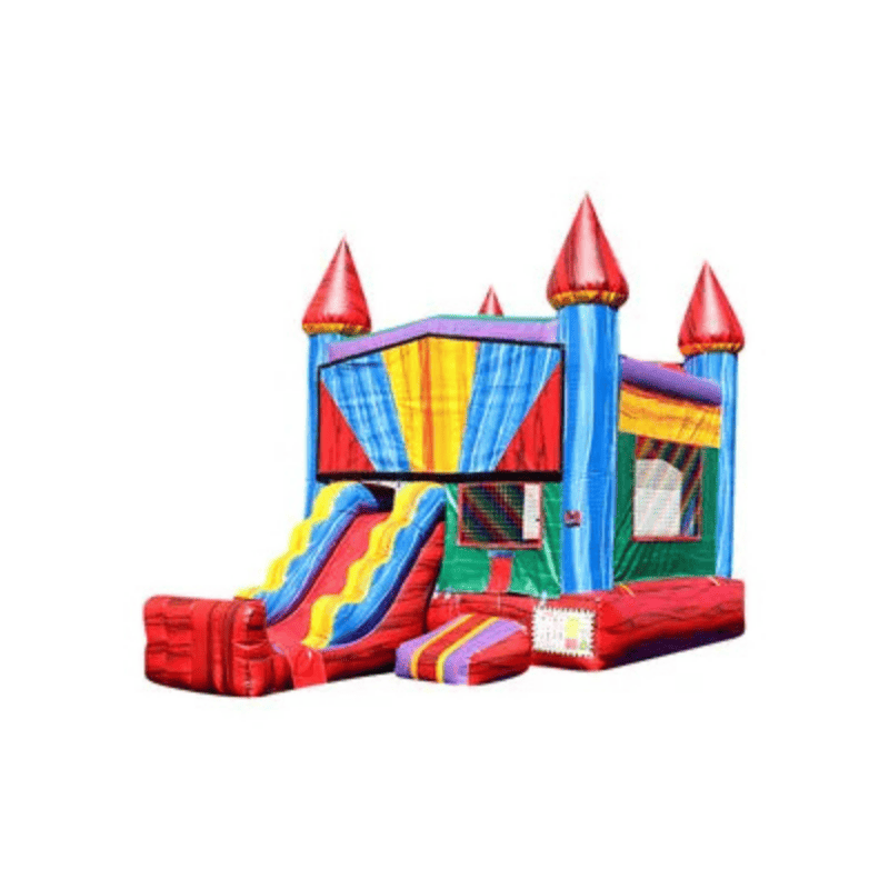 21ft Colorful Mini Castle Combo – Bright Inflatable for Young Kids’ Events Front Left View