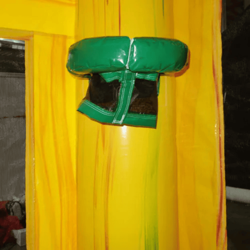 Moonwalk USA Fiesta Castle Bounce House in Green and Yellow Hoop View