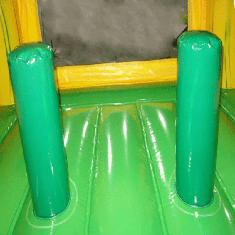Moonwalk USA Fiesta Castle Bounce House in Green and Yellow Inside Beam View