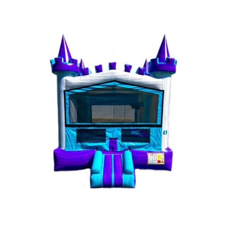 Bouncing Angels Modern Inflatable Jumper Castle Bounce House in Purple White Blue Front View