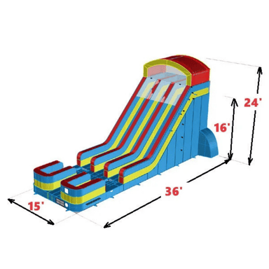 Moonwalk USA 24'H Dual Lane Water Slide Wet n Dry Dimensions