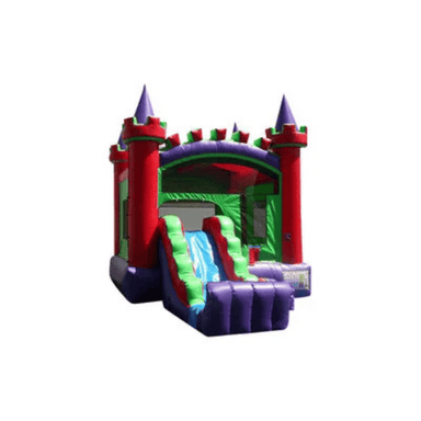 21ft Mini Castle Combo – Compact Castle Bounce House for Smaller Spaces Front Right View