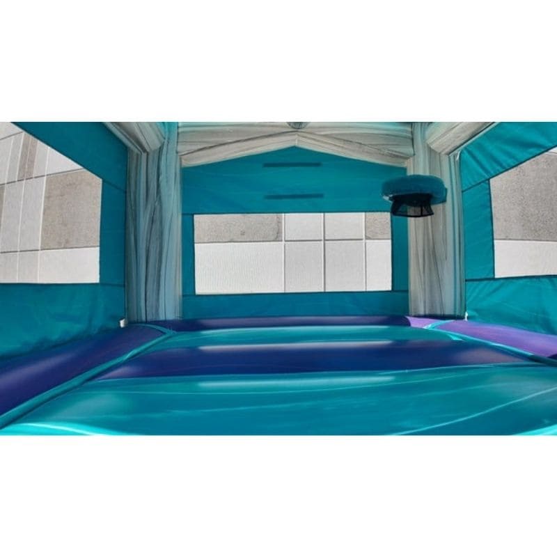 Bouncing Angels Modern Inflatable Jumper Castle Bounce House in Purple White Blue Inside View