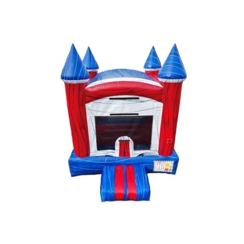 Bouncing Angels Fun Size Castle Bounce House in Red White Blue Front Top View