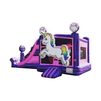 27ft Unicorn Combo – Fantasy-Themed Bounce House for Party Rentals Front Left View