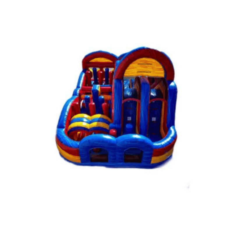 Dual Marble Obstacle Slide – Premium Marble Finish Inflatable Slide Combo Rear View