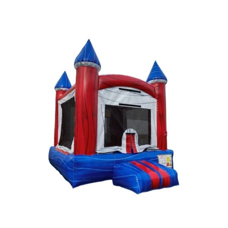 Bouncing Angels Fun Size Castle Bounce House in Red White Blue Front Right View
