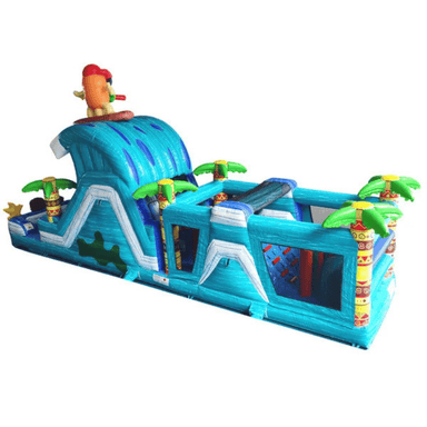 Moonwalk USA 45'L Tiki Obstacle Course Wet n Dry Close Side View