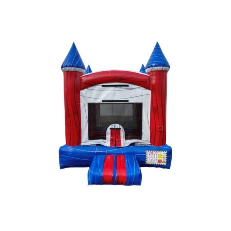 Bouncing Angels Fun Size Castle Bounce House in Red White Blue Front View