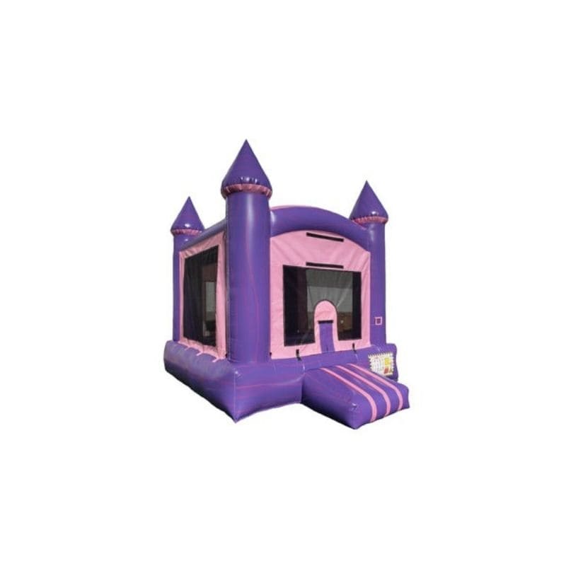 Bouncing Angels Fun Size Girly Castle Bounce House in Pink and Purple Front Right View