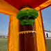 Moonwalk USA Palm Tree Bouncy House in Red and Yellow Hoop View
