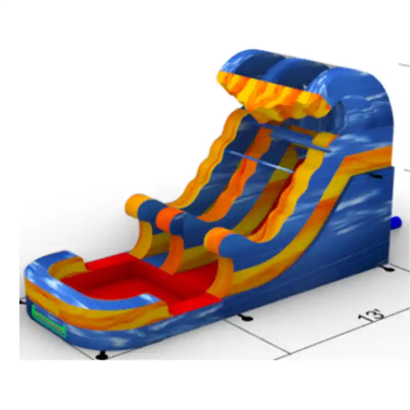 12ft Blue Wave Inflatable Water Slide – Inflate-O Jumpers Dimensions View