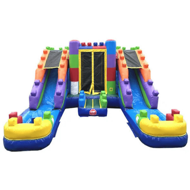 Block Bounce House Dual Lane Dura-Lite Combo w Detachable Pool — Blow ...