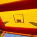 Moonwalk USA Palm Tree Bouncy House in Red and Yellow Emergency Exit