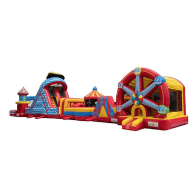 Moonwalk USA 92'L Carnival Obstacle Course with Removable Pool Far View