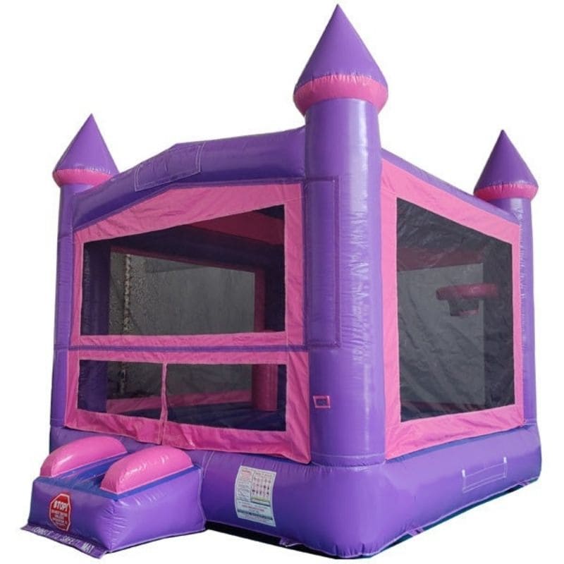 Eagle Bounce Pink Castle Bouncer with Hoop Front Left View