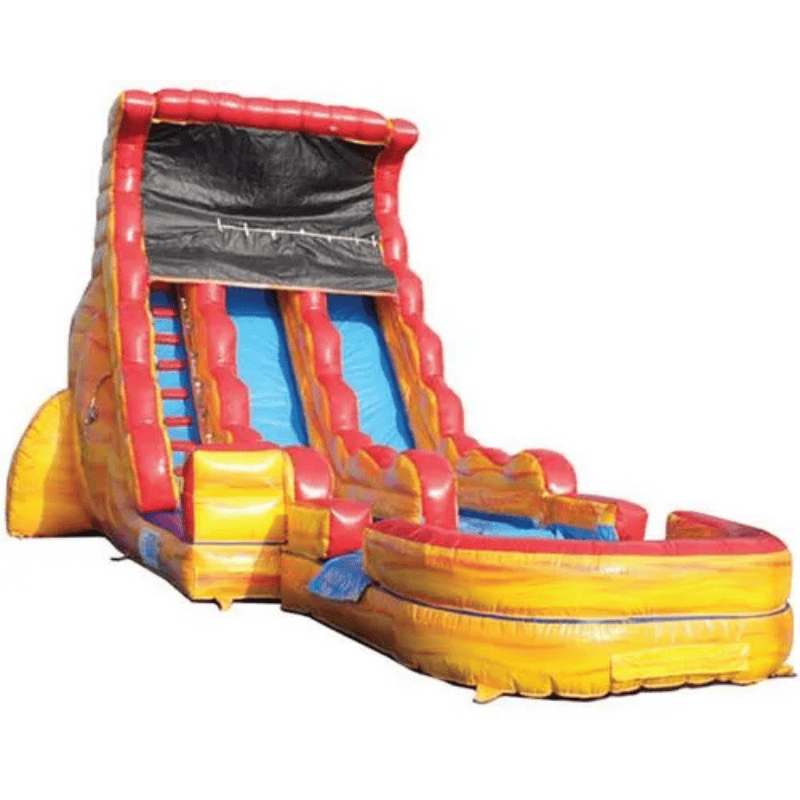 Moonwalk USA 19'H 2-Lane Volcano Water Slide W n D Front Right View