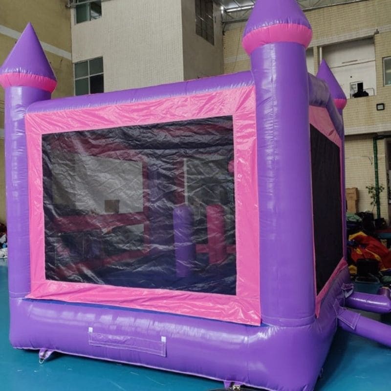Eagle Bounce Pink Castle Bouncer with Hoop Rear Left View