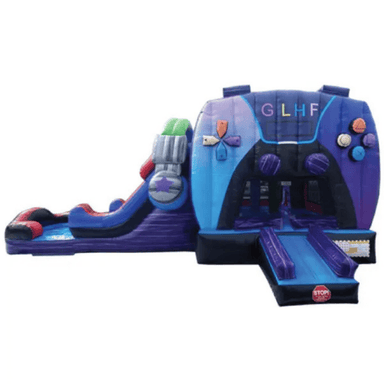 Moonwalk USA 2-Lane Gamer Bounce House Combo Wet n Dry Front View