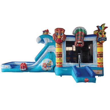 Moonwalk USA 2-Lane Tiki Bounce House Combo Wet n Dry Front View