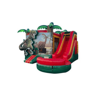 5-in-1 Dinosaur Combo – Prehistoric-Themed Bounce and Slide Unit Front Left View
