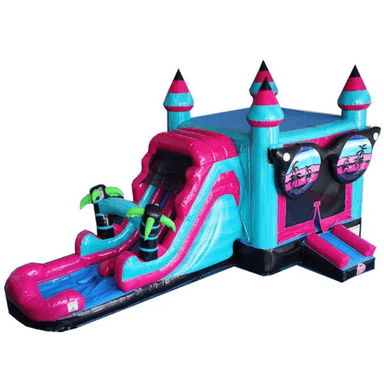 Moonwalk USA 2-Lane Life Is Good Bounce House  Combo Wet n Dry Front Right View
