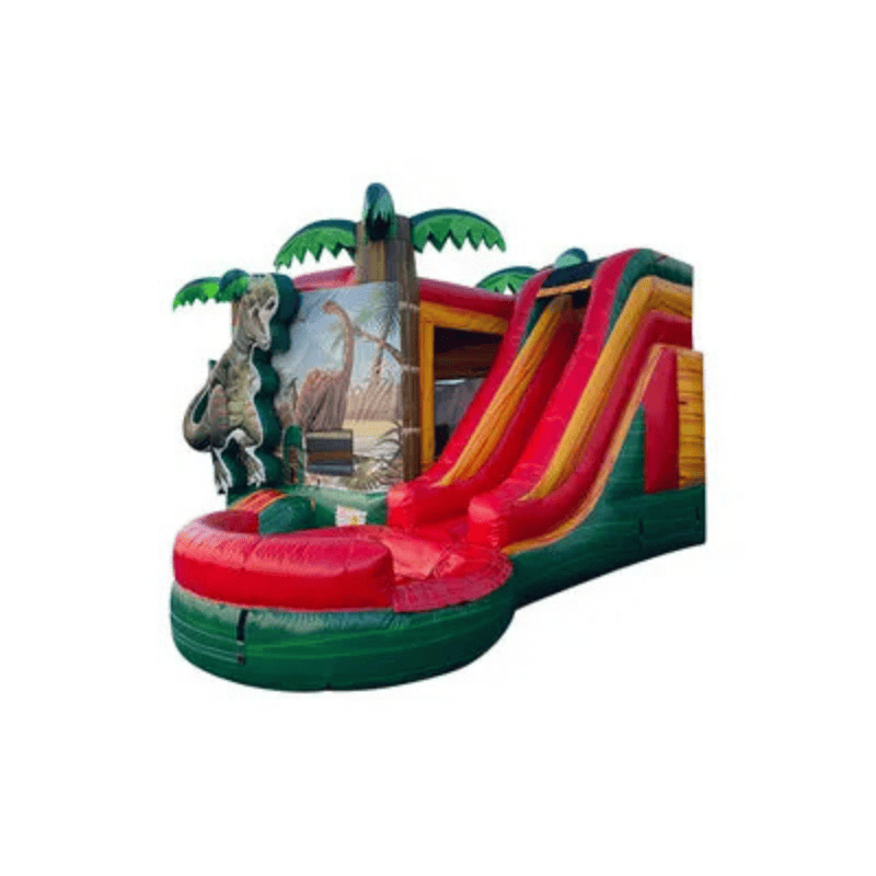 5-in-1 Dinosaur Combo – Prehistoric-Themed Bounce and Slide Unit Front Left View