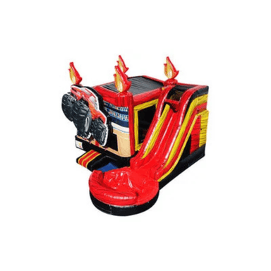 5-in-1 Monster Truck Combo – Action-Packed Inflatable for Rental Parties Front Left View