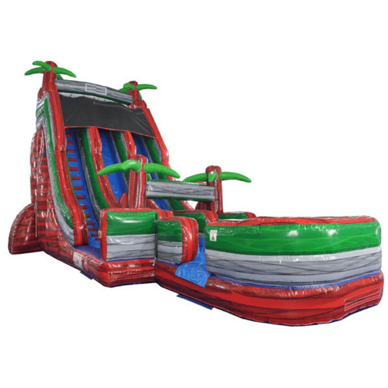 Moonwalk USA 22'H 2-Lane Fire Water Slide W n D Front Right View