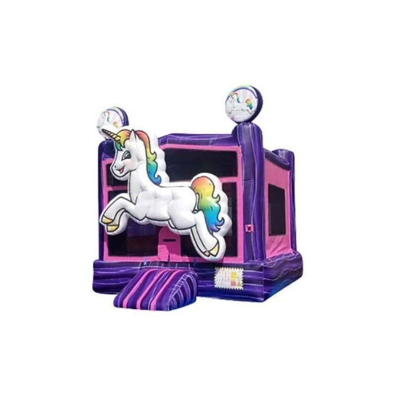 Bouncing Angels Unicorn Jumper Bounce House in Pink and Purple Front Left View