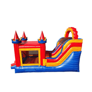 360 Primary Marble Combo – Colorful Commercial Combo Bounce House and Slide Left View
