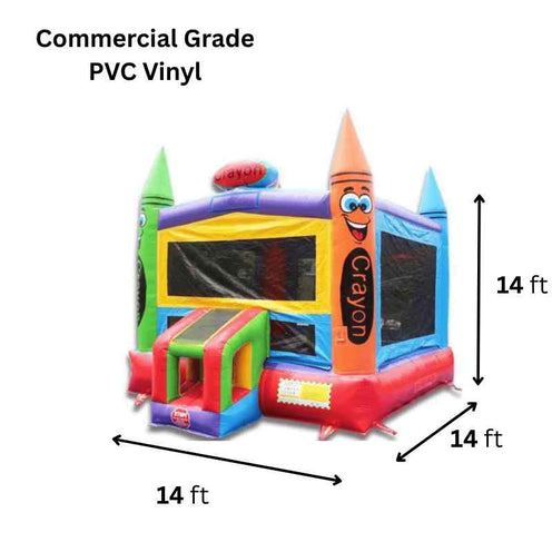 Moonwalk USA Crayon Bouncer B-303 14x14 crayon bounce house specifications