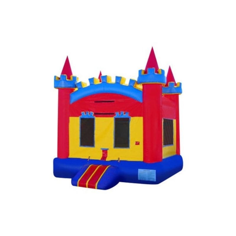 Bouncing Angels Medieval Inflatable Jumper - Commercial-Grade, Wholesale Supplier, 13 ft Primary Colors Front Left View