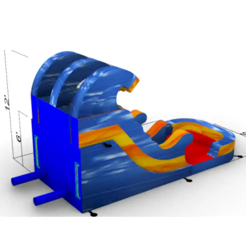 12ft Blue Wave Inflatable Water Slide – Inflate-O Jumpers Rear Dimensions View